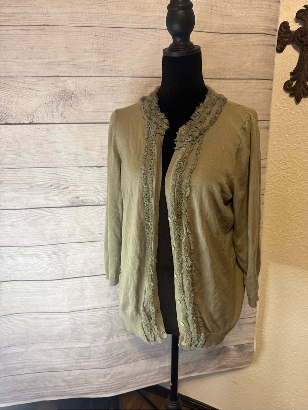 Talbots Olive Green Cardigan Sweater